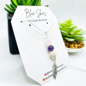 Anxiety Calming Healing Stones Silver Diffuser Necklace